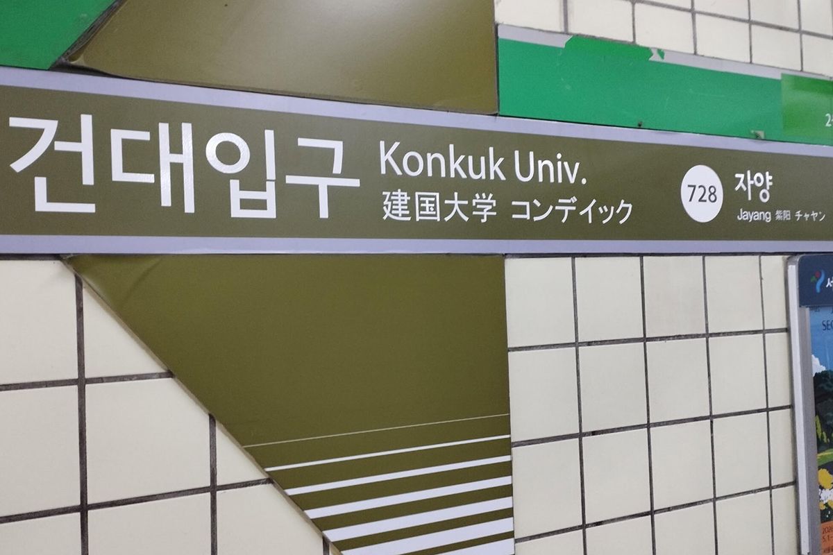地下鉄2号線「建大入口」駅を降り、裏通りを歩くと、ガチ中華ストリート「ヤンコチ通り」がある