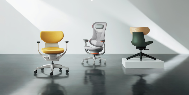 （写真左から）17年に発売された初代「ing」。Red Dot Design Award 2026で「Best of the Best」を含む2つの賞を受賞した「ingCloud」。そして、コロナ禍の在宅ワークに対応し、リビングに調和する優しいフォルムと素材感を採用した「ingLIFE」。