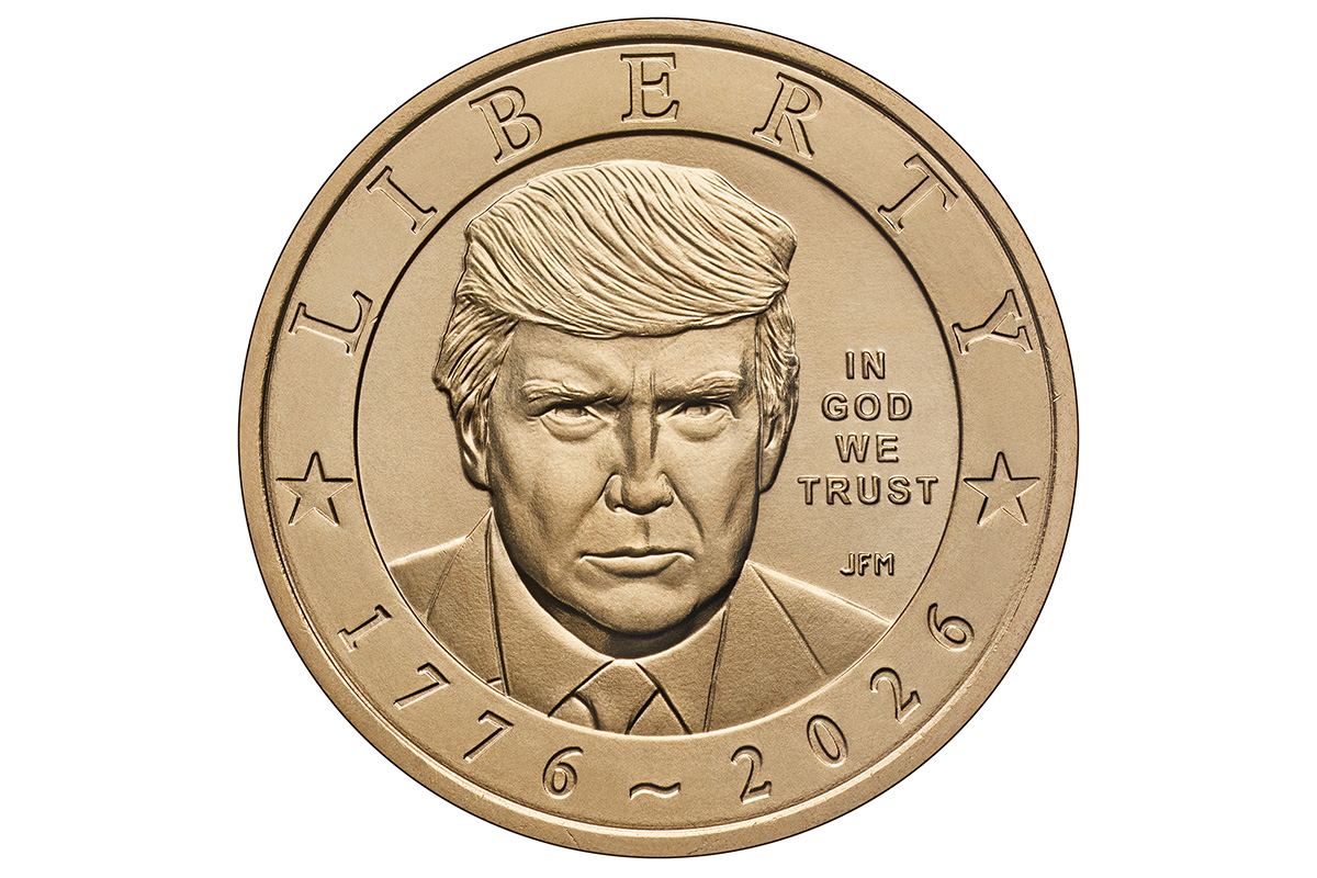 ベッセント米財務長官、トランプの肖像が入った金色の新1ドル硬貨