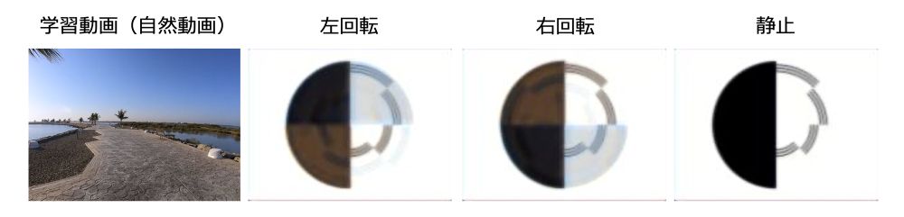 自然の動画を学習させると、淡い主観色が示された。
