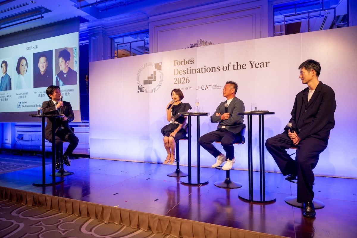 アドバイザリーボードによるトークセッション。左から藤吉雅春（Forbes JAPAN編集長）、渡邉賢一（ナラティビスト / 価値デザイナー​）、永原聡子（Deneb代表取締役）、岡 雄大（Staple 代表取締役）
