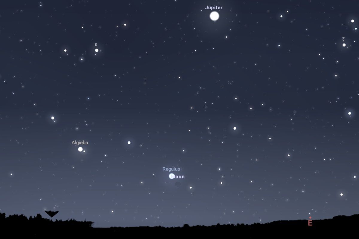 2026年9月10日、日の出1時間前（東京：午前4時19分）の東の空（Stellarium）