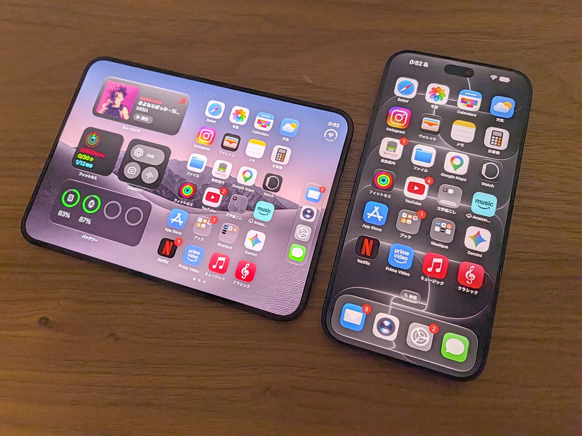 右のiPhone 18 Pro Maxに比べると、iPhone Duoのアプリアイコンのサイズが若干小さいことがわかるだろうか