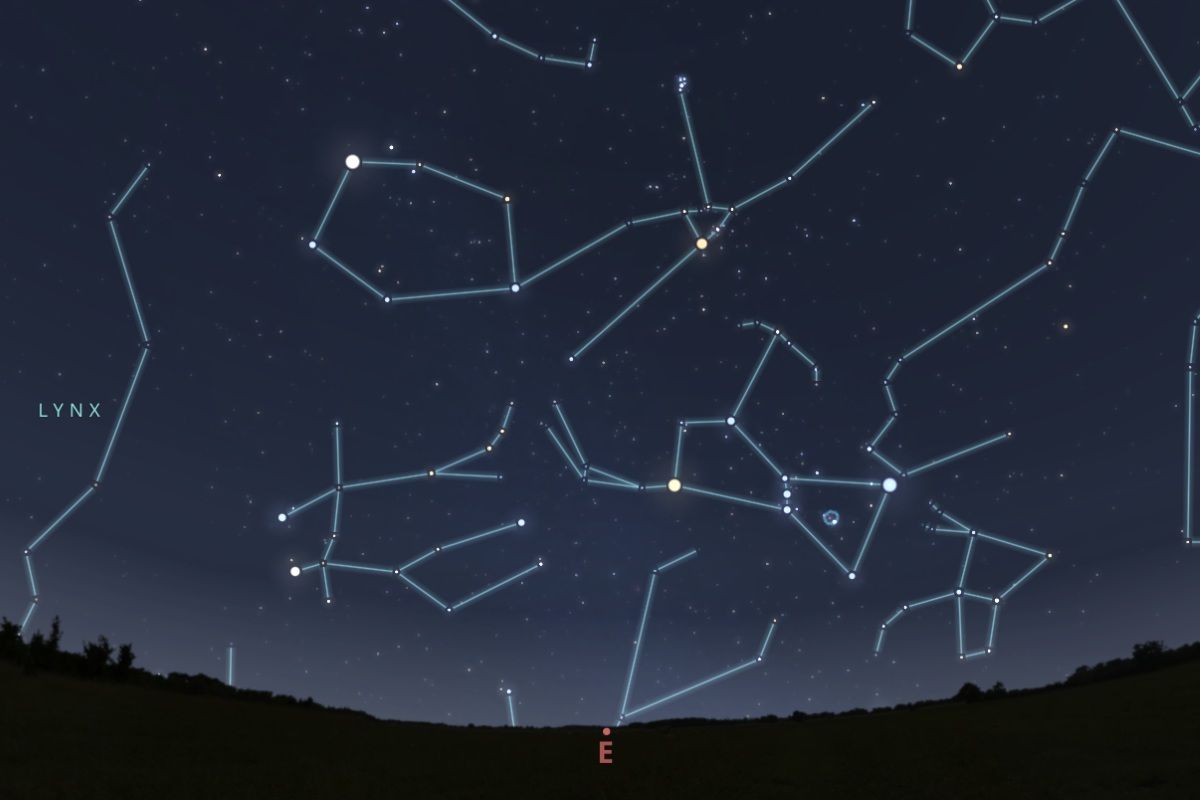 2026年10月21日（東京：午後11時頃）の北東の空（Stellarium）