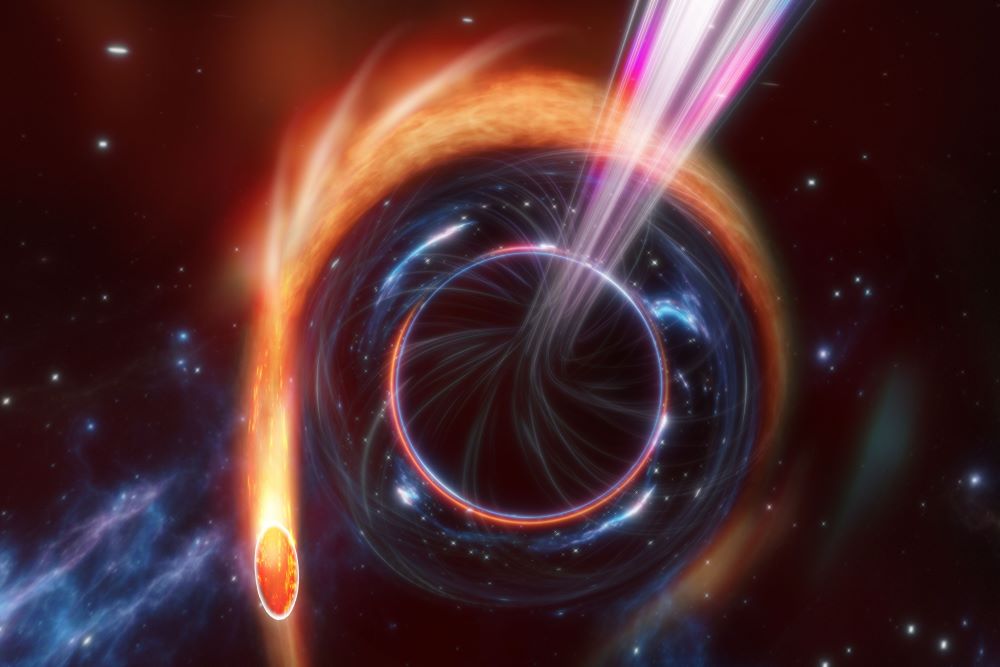 124億光年の彼方で星を引き裂く巨大ブラックホールを観測