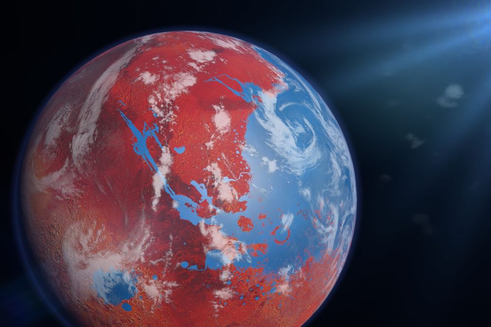 青い地球と星のブローチ 逆行衝撃波が中心まで達している超新星残骸「G344.7-0.1