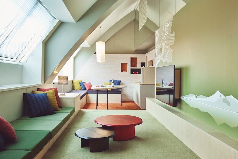 磐梯山景などをデザインにとりいれた「星野リゾート 磐梯山温泉ホテル」の客室。