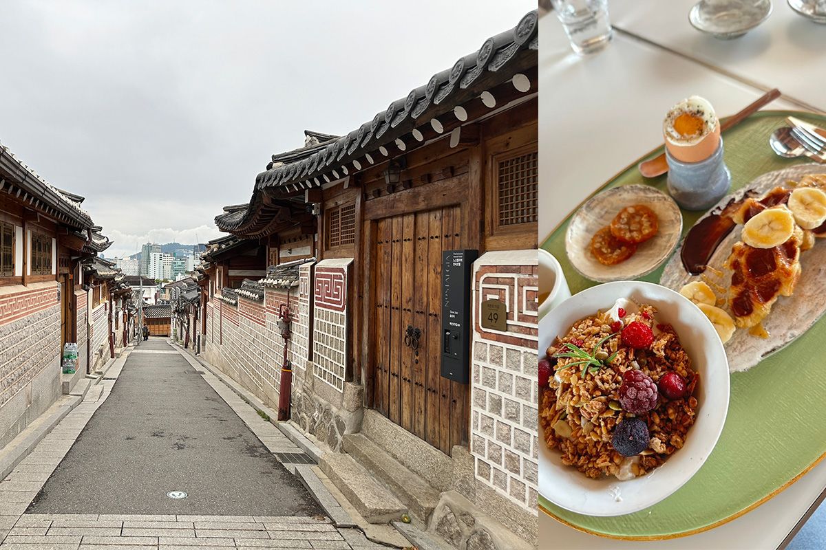 観光客が来る前の静かな北村韓屋村（プッチョン）　朝食は徒歩1分のカフェで用意される