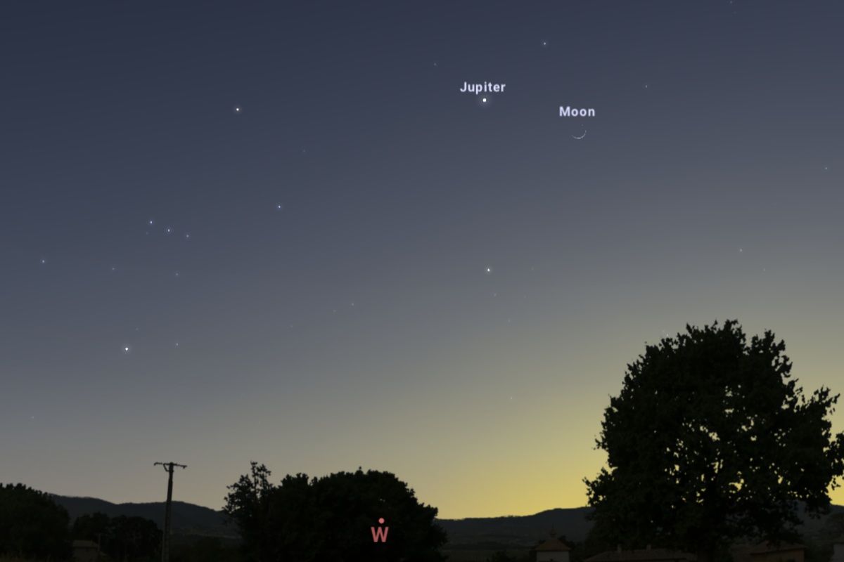 2025年4月30日（東京：午後7時ごろ）の西の空（Stellarium）