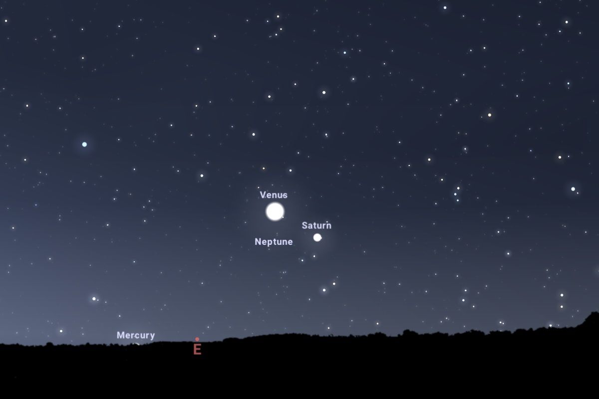 2025年4月30日（東京：午前3時50分ごろ）の東の空（Stellarium）