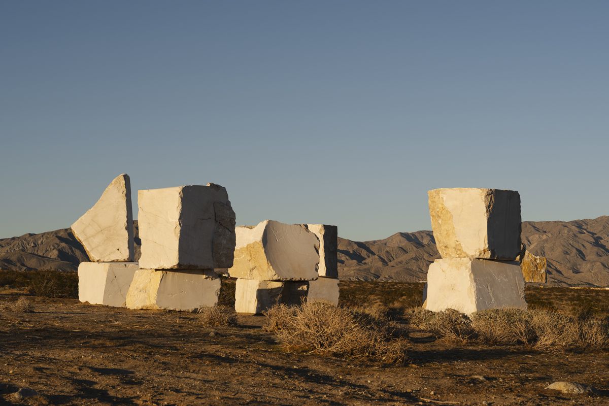 Desert X 2025 installation view of Jose D á vila, The act of being together , photo by Lance Gerber, courtesy Desert X.
