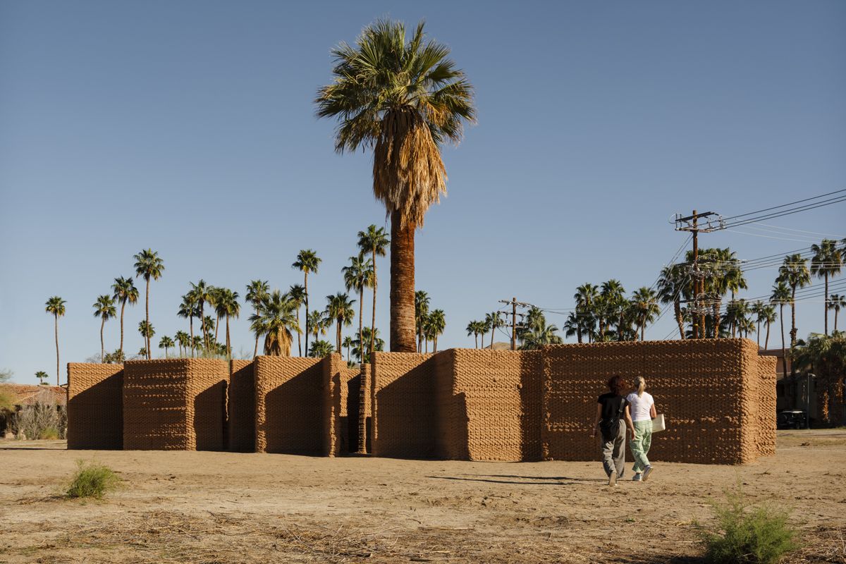 Desert X 2025 installation view of Ronald Rael, Adobe Oasis , photo by Lance Gerber, courtesy Desert X