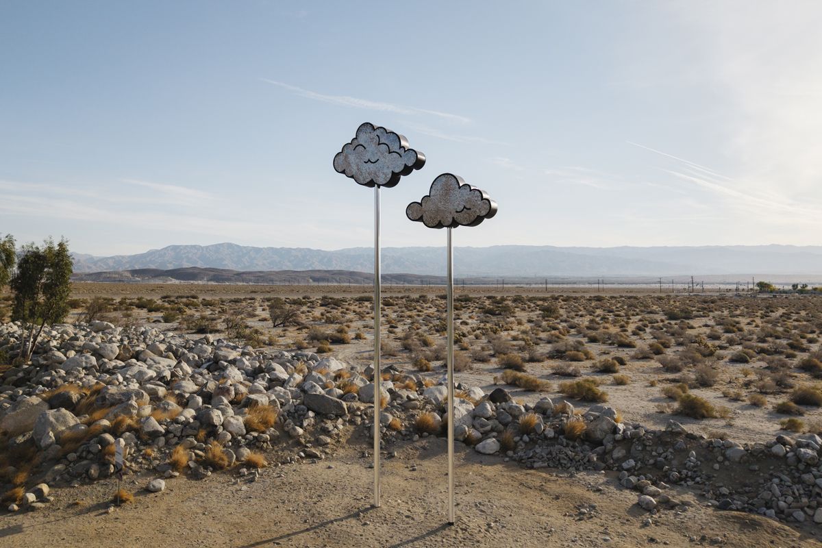 Desert X 2025 installation view of Sanford Biggers, Unsui (Mirror) , photo by Lance Gerber, courtesy Desert X, the artist and Marianne Boesky Gallery, New York and Aspen.