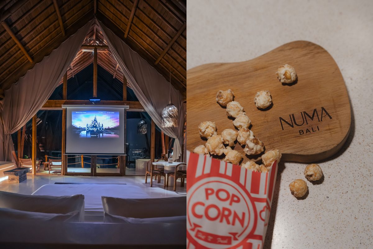 夜にはプライベートシネマも楽しめる