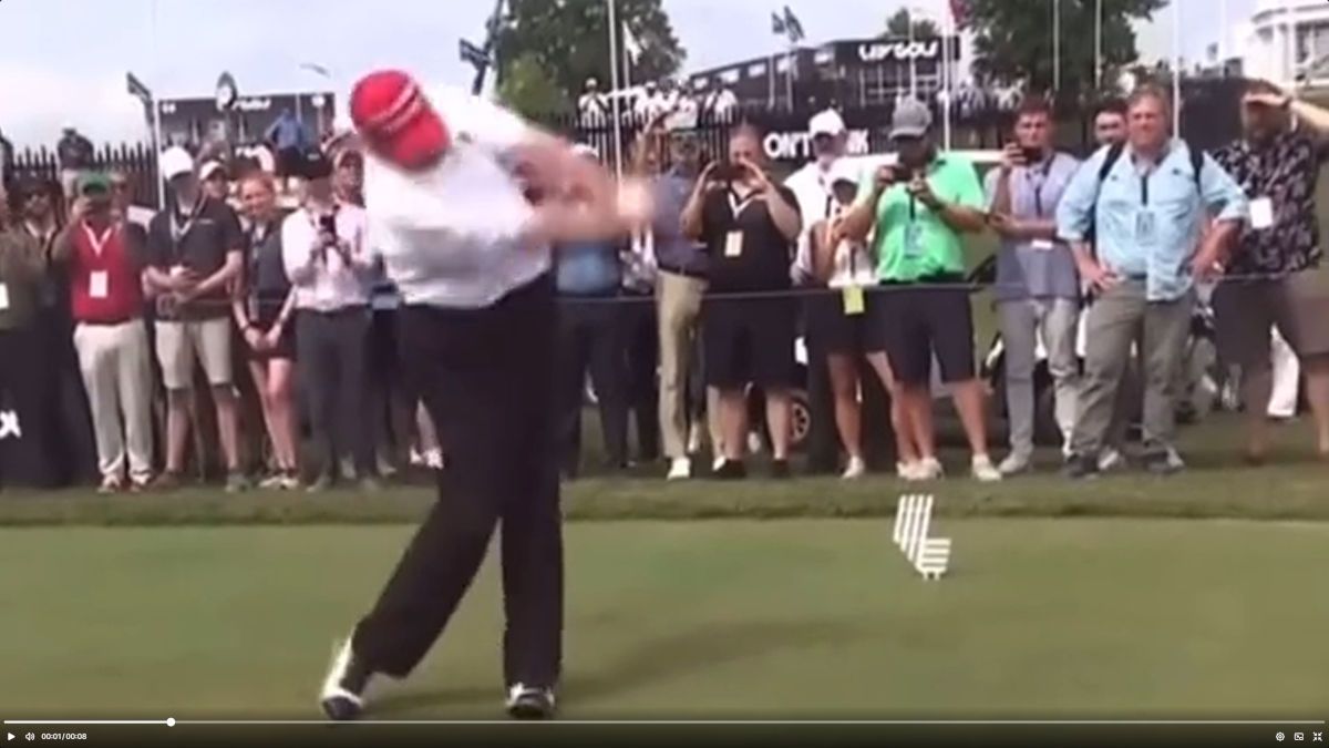 トランプ米大統領は21日、スプリングスティーンにゴルフボールをぶつける動画をSNSで公開した（トゥルース・ソーシャルのスクリーンショット）