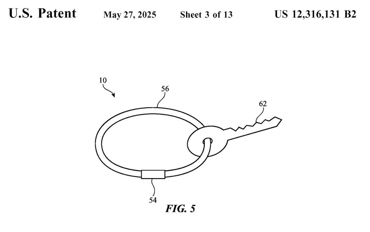 特許文書には、ウェアラブル・ループをユーザーの手首や足首、人間またはペットの首に装着したり、鍵やドアノブなどに取り付けたりすることで、空間データの取得やトラッキングが行えることが記載されている（特許資料のスクリーンショット）