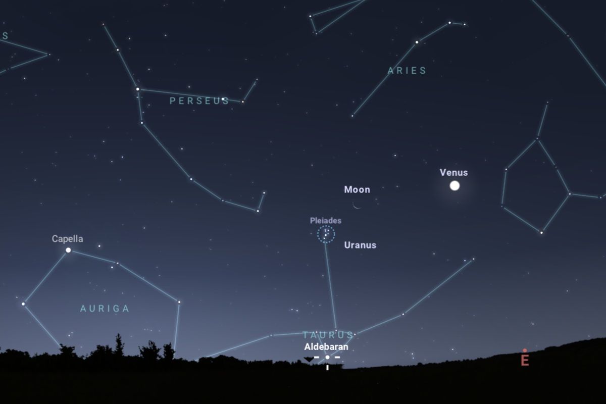 2025年6月23日（東京：午前3時25分ごろ）の東北東の空（Stellarium）