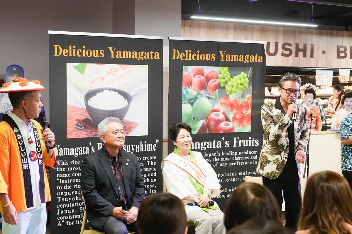 山形県は吉村県知事や俳優の船越英一郎氏がハワイを訪れ、「つや姫」をPRするキャンペーンを現地で実施。今年で10周年を迎えた