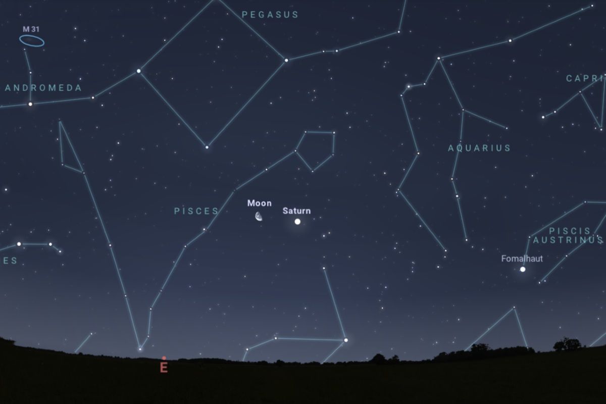 2025年7月17日（東京：午前0時ごろ）の東南東の空（Stellarium）