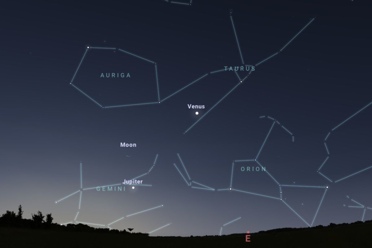 2025年7月23日（東京：午前3時55分ごろ）の東の空（Stellarium）