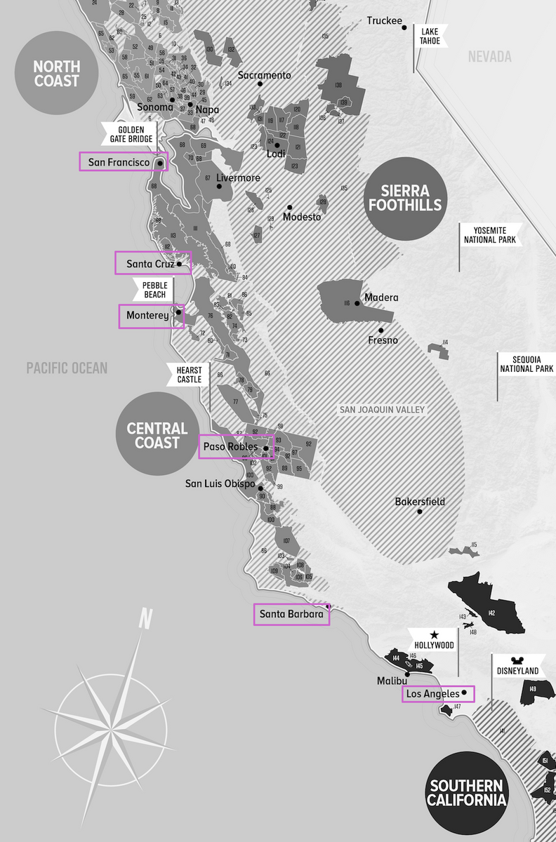 カリフォルニアワイン 地図 ワイナリー 英語版 カリフォルニアワイン 地図 ワイナリー 英語版 カリフォルニア州
