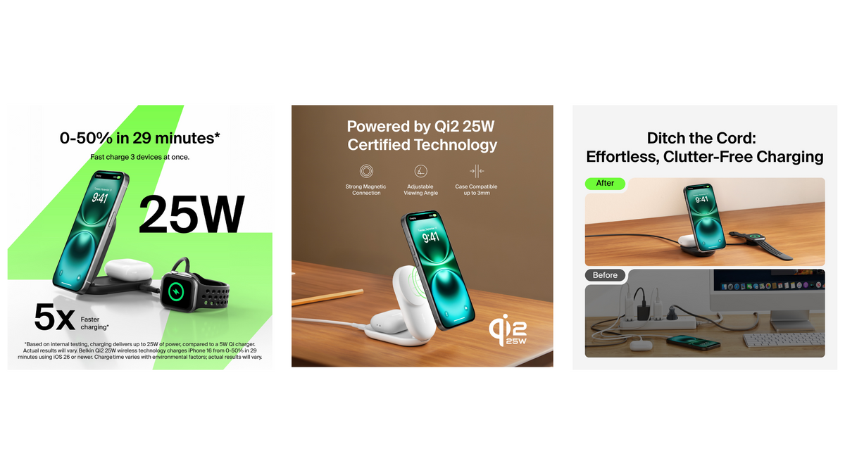 最新「Qi2 25W」対応のワイヤレス充電器 有線匹敵の高出力：気に
