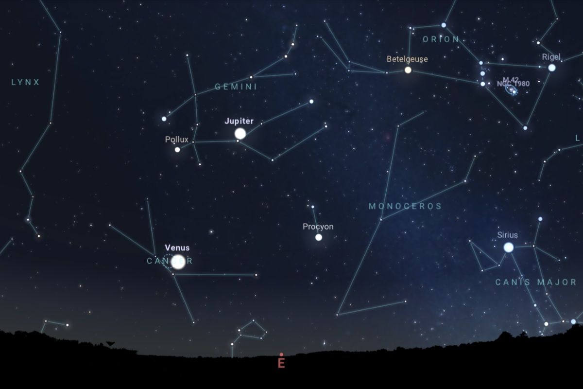 2025年9月1日（東京：午前3時45分ごろ）の東の空（Stellarium）