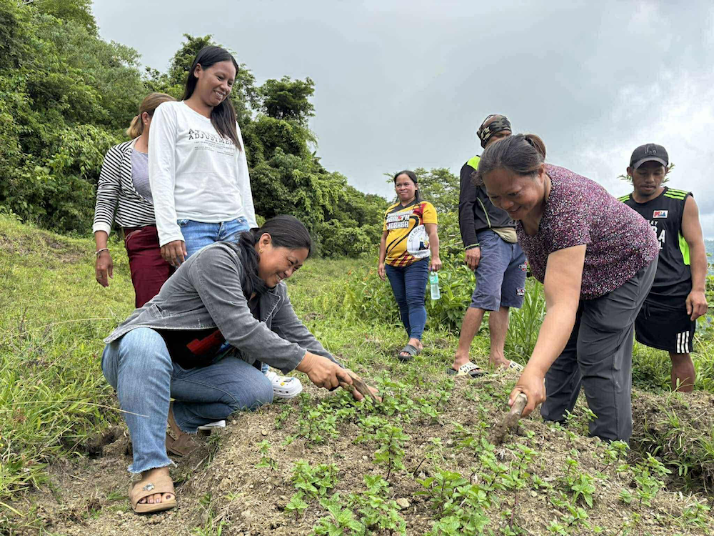 ミントの畑で、セブの農家の人たち。"「当たり前の葉っぱ」がビジネスになる"を感じてもらえるか━━