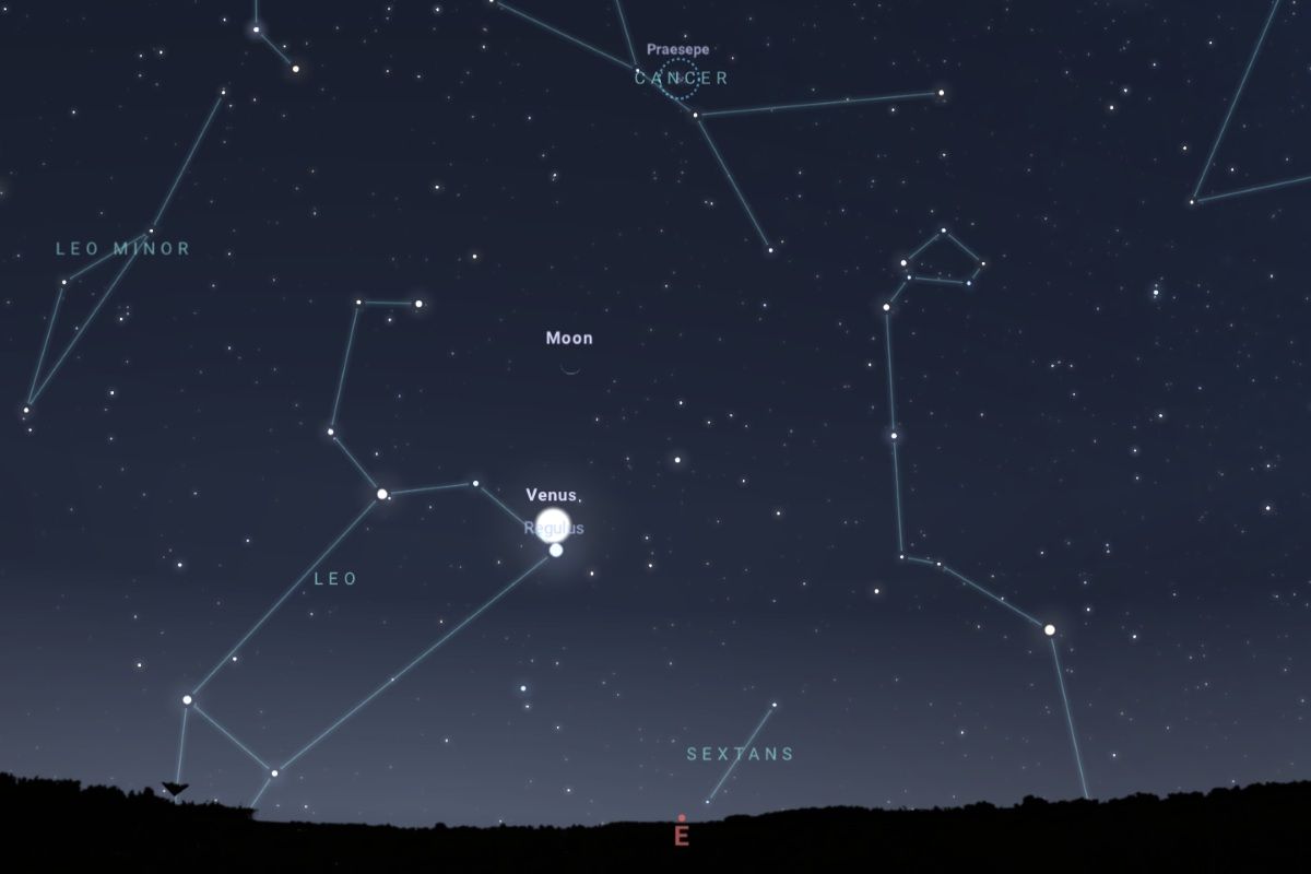2025年9月19日、日の出1時間前（東京：午前4時26分ごろ）の東の空（Stellarium）
