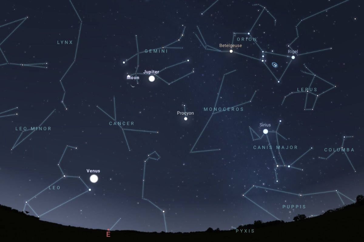 2025年9月17日、日の出1時間前（東京：午前4時25分ごろ）の東の空（Stellarium）