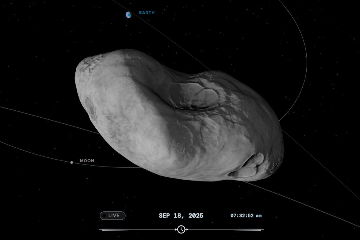 小惑星「2025 FA22」から見た地球と月の位置関係（NASA's Eyes on Asteroids）