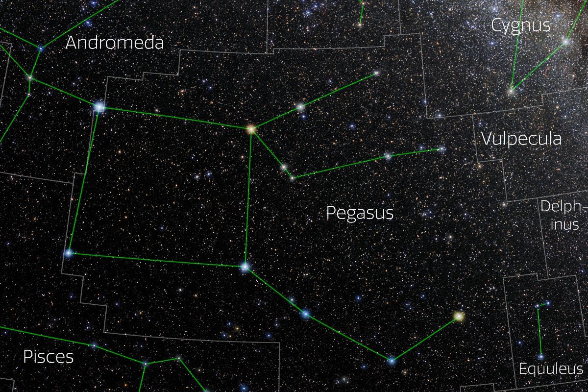 ペガスス座の3つの星とアンドロメダ座の1つの星がつくる「ペガススの大四辺形」（E. Slawik/NOIRLab/NSF/AURA/M. Zamani）