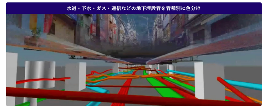 「地上・地下インフラ3Dマップ」の例。画像提供：豊島区