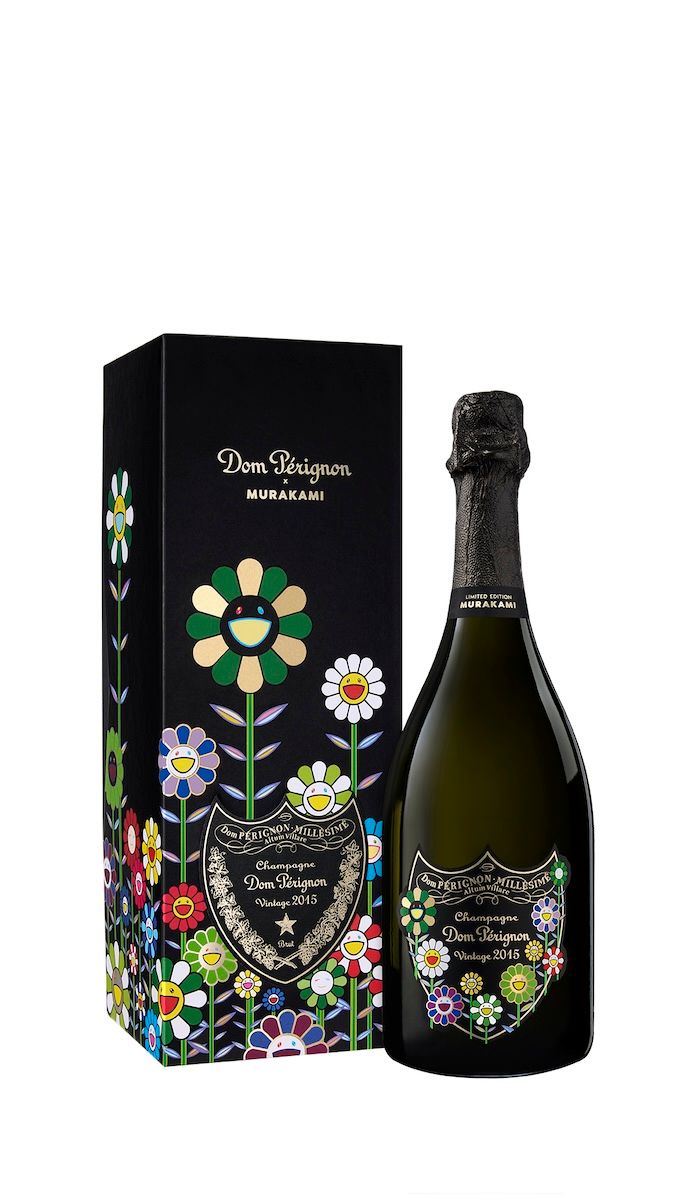 ドン ペリニヨン ヴィンテージ 2015村上隆 限定エディション750ml ¥43,340（税込） 寒暖ともに厳しいコントラストの強い条件のもとに生まれた力強い１本。香ばしいトース ト香に加え、ドライフルーツの凝縮されたニュアンスをもつ
