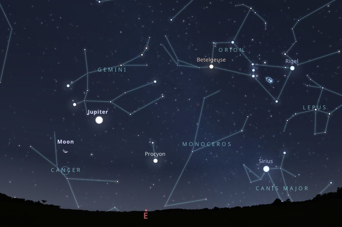 2025年10月15日（東京：午前0時30分頃）の東の空（Stellarium）