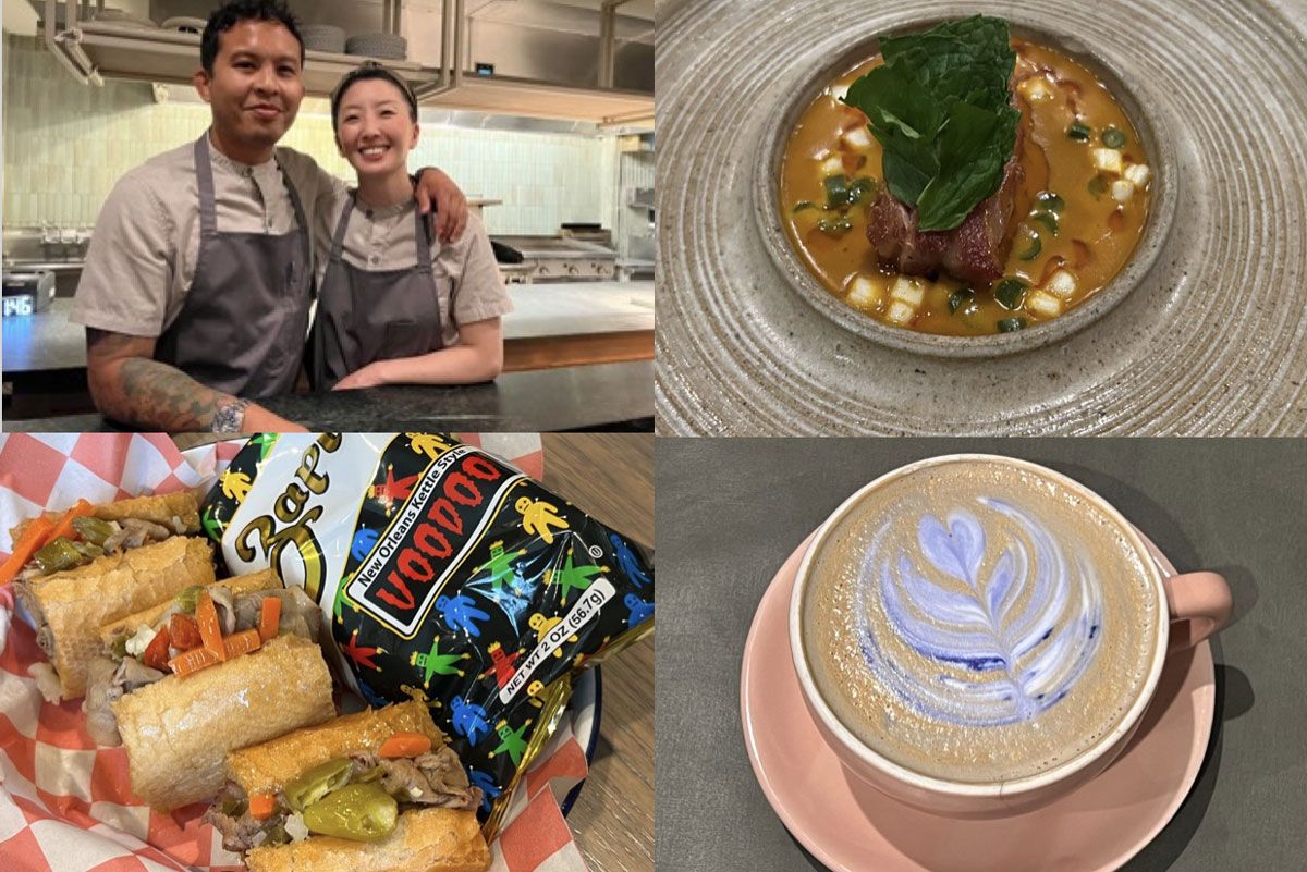 「カサマ」はファインダイニングの店だが、週末の朝にはフィリピン風の朝食（左下）を提供し、地元の人たちで大行列、そのユニークな営業スタイルでも知られる。