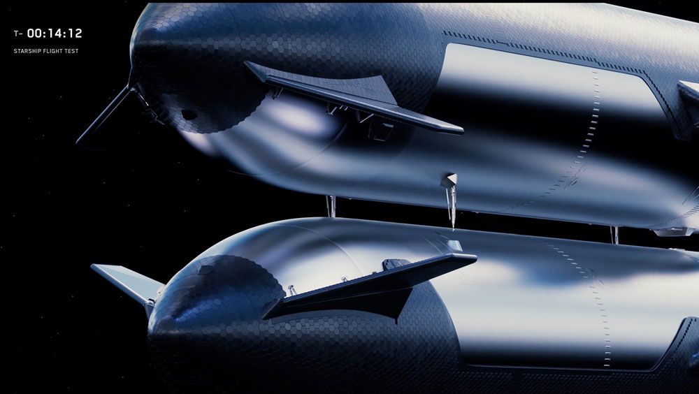 スターシップの軌道上での推進剤補給のイメージイラスト (c)SpaceX