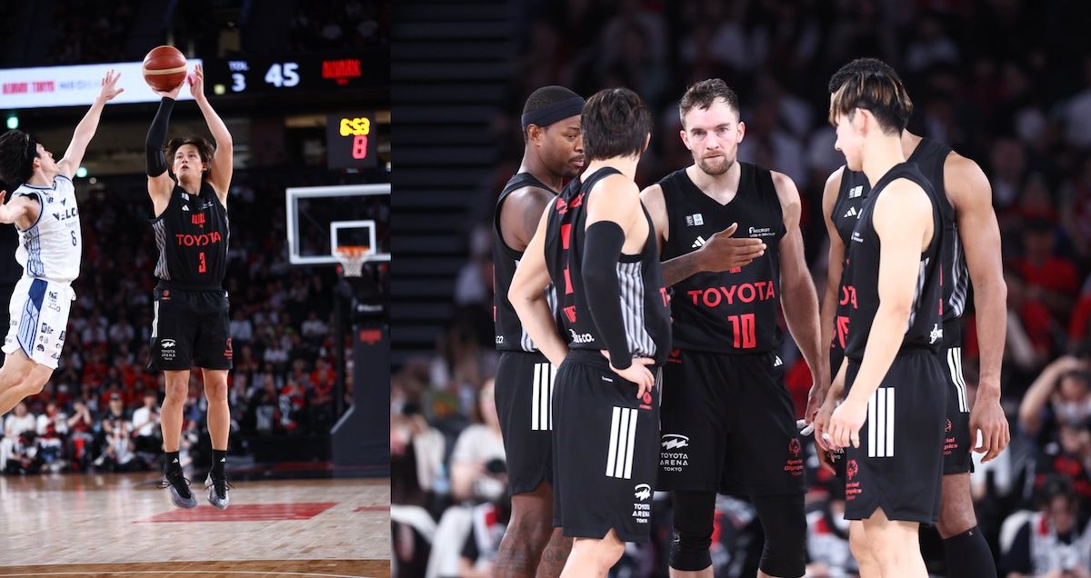 写真左）テーブス海選手｜ 写真右）Bリーグ通算500試合出場達成、チーム在籍12シーズン目のキャプテン、ザック・バランスキー選手。新アリーナについて「早くもホームアリーナという感覚があるが、これからもっとアルバルクらしいアリーナになっていくのが楽しみ」とコメント。／(c) ALVARK TOKYO