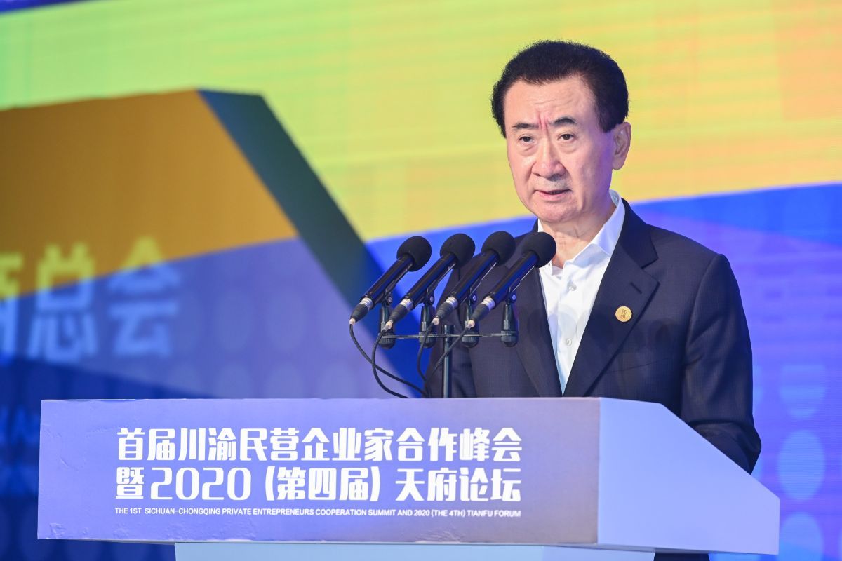 かつて中国一の富豪だった不動産大手・万達集団（ワンダ・グループ）の王健林会長。2020年10月22日、四川省成都市にて（Wang Huan/Red Star News/VCG via Getty Images）