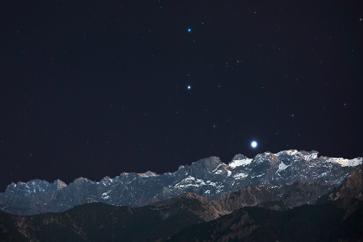 木星とふたご座のポルックス、カストル（Shutterstock.com）