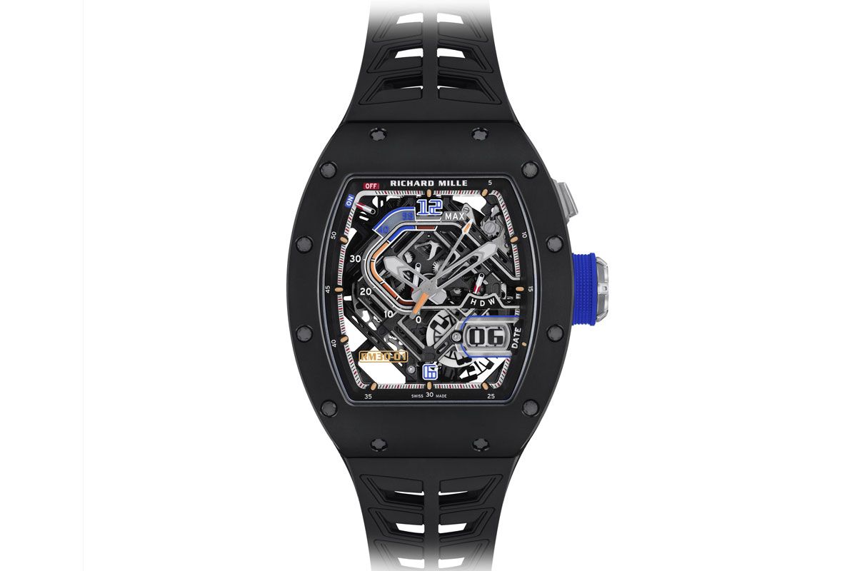 自動巻き、TZPブラックセラミックス×カーボンTPT®ケース、ケース縦49.94×横42mm。220000CHF〈リシャール・ミル／リシャールミルジャパン Tel:03-5511-1555〉