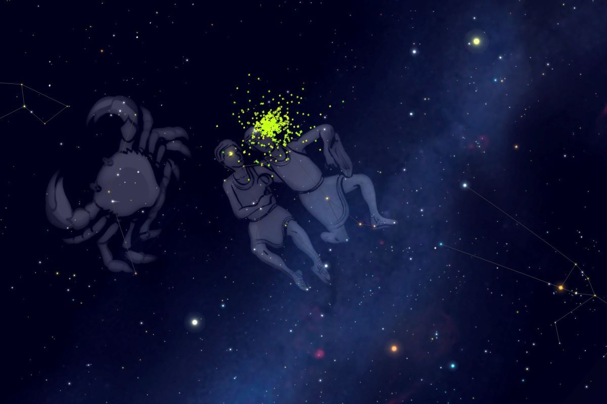 2020年12月にNASAの全天火球ネットワークによって観測された、ふたご座流星群の流星388個の放射点を示した図（NASA）