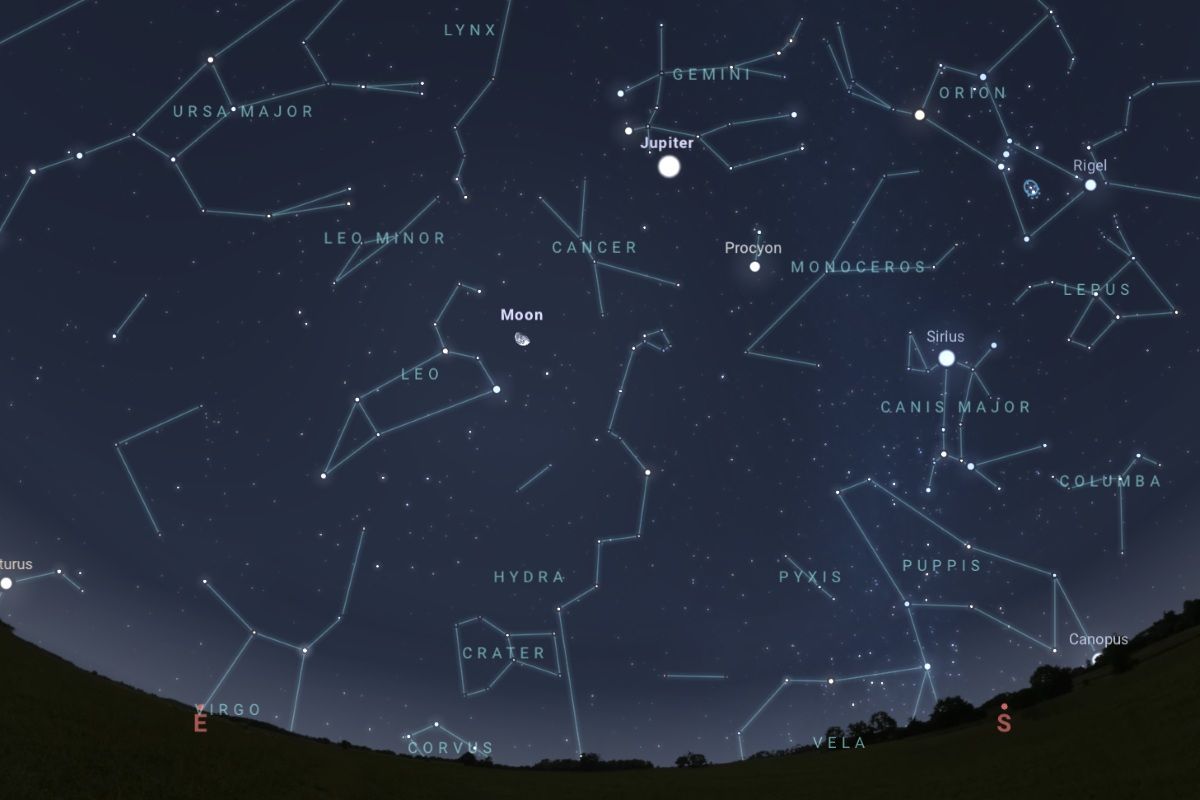 2025年12月10日（東京：午前2時頃）の東南の空（Stellarium）