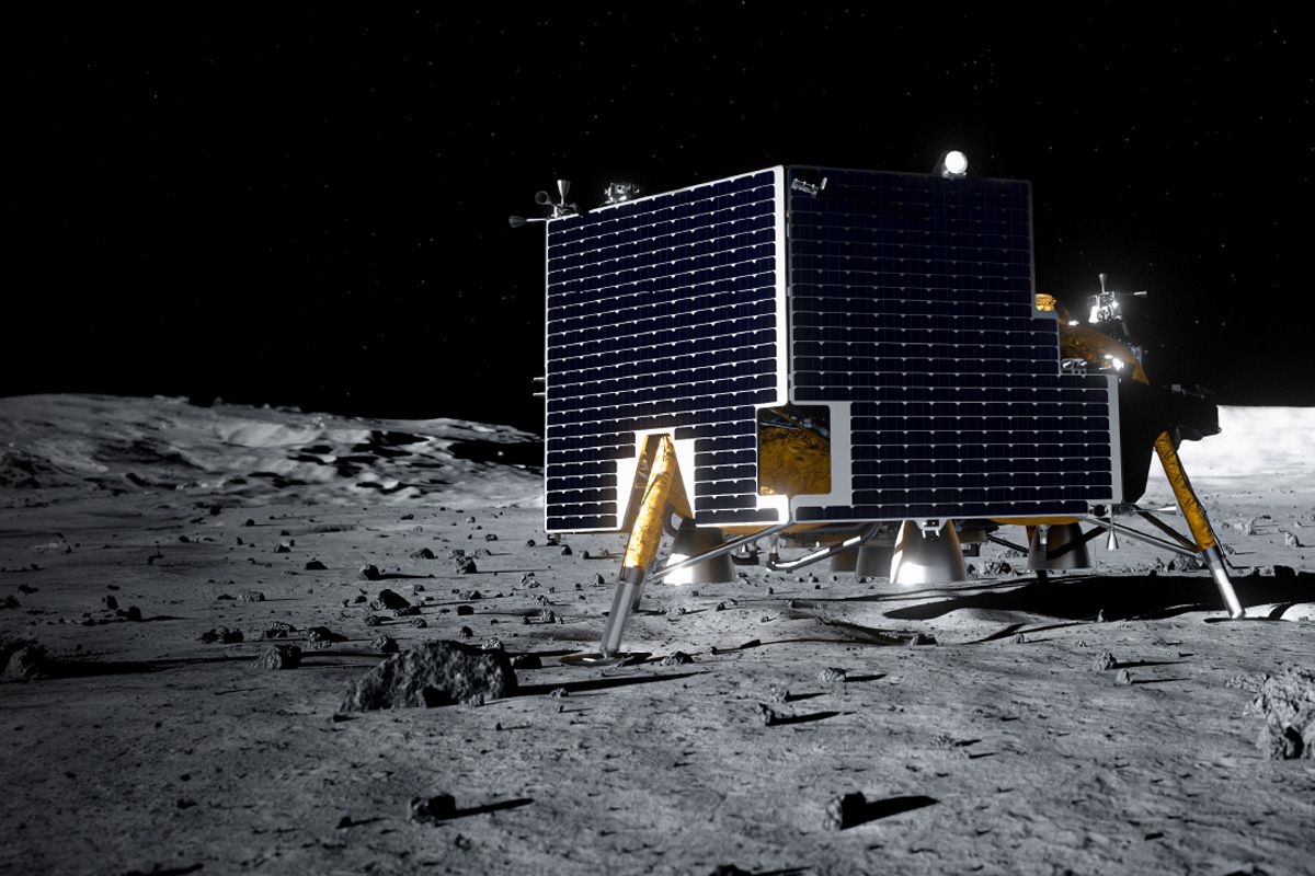 アストロボティックの「グリフィン1」は全幅4.5m。同社ホームページには月面への輸送料金は1kg当たり120万ドル（1億8600万円）とある (c)Astrobotic