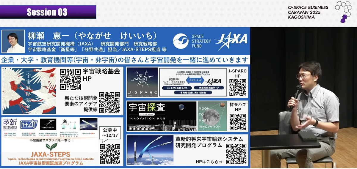 宇宙航空研究開発機構（JAXA）の研究開発部門研究戦略部で新規施策を立ち上げ、宇宙戦略基金の活動など産学との連携活動も実施している柳瀬恵一