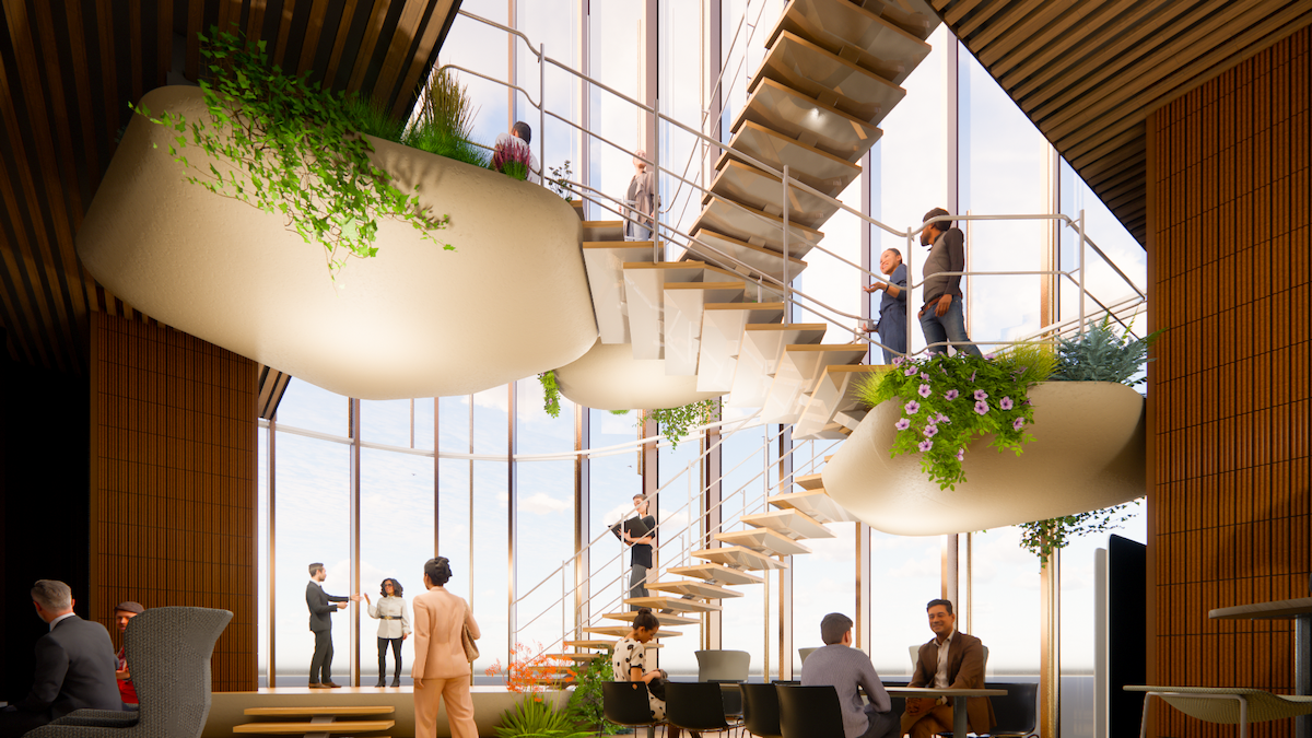 2~5階にかけて点在するイノベーションセンターはコミュニケーションが生じやすくなるような、抜けのよい開放的な設計。