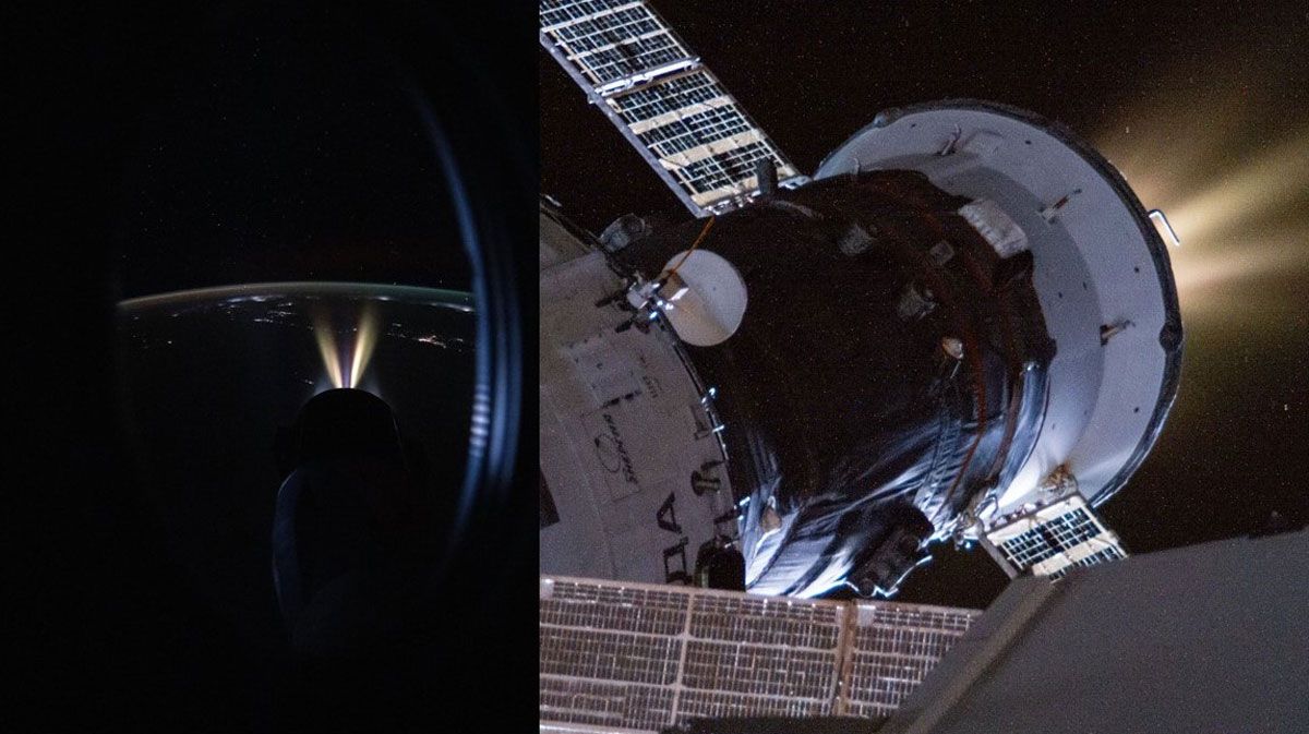 ISSに接続した無人輸送機のエンジンを噴射してISSの高度を引き上げる。左はスペースXのカーゴドラゴン、右はロシアのプログレス