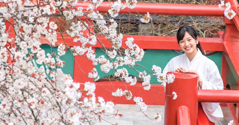 佐賀県の祐徳稲荷神社の巫女、江口さくら氏。