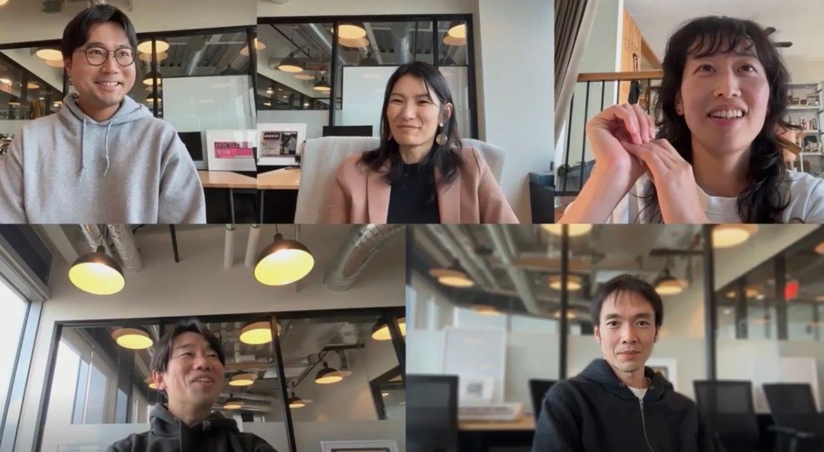 シリコンバレーのYamaha Music Innovationメンバー。左上より時計回りで寺島尚志(Principal)、柴瀬頌子(Principal)、小林夏美（Principal, Designer & UX) 、臼井旬（CTO）、左下杉野祐介Scott(CEO)