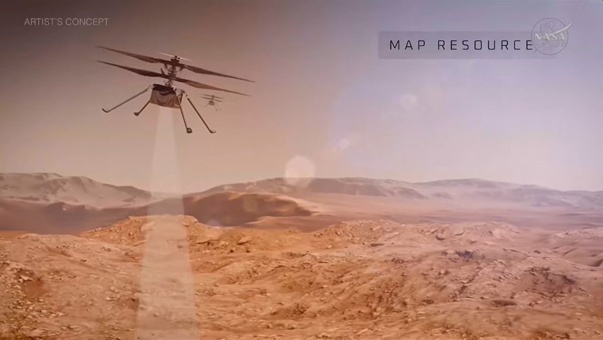 レーダーなどによって火星地表を調査する探査ドローン「スカイフォール」 (c)NASA